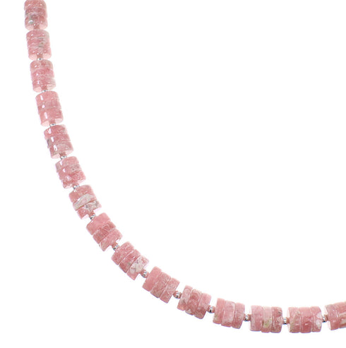 Rhodochrosite Navajo Indian Sterling Silver Bead Necklace WX59815